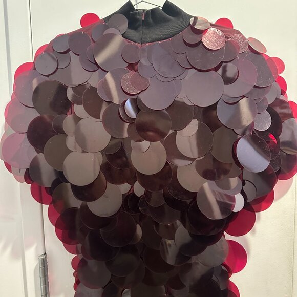 High neck sequined fringe hem maxi dress in merlot - Picture 4 of 6